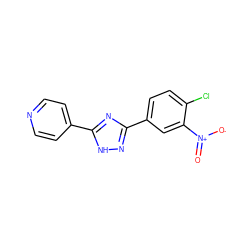 O=[N+]([O-])c1cc(-c2n[nH]c(-c3ccncc3)n2)ccc1Cl ZINC000040169658