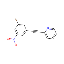 O=[N+]([O-])c1cc(Br)cc(C#Cc2ccccn2)c1 ZINC000071282234