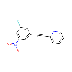 O=[N+]([O-])c1cc(F)cc(C#Cc2ccccn2)c1 ZINC000071281260