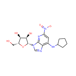 O=[N+]([O-])c1cc(NC2CCCC2)c2ncn([C@@H]3O[C@H](CO)[C@@H](O)[C@H]3O)c2n1 ZINC000049018091