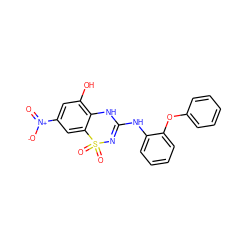 O=[N+]([O-])c1cc(O)c2c(c1)S(=O)(=O)N=C(Nc1ccccc1Oc1ccccc1)N2 ZINC000006718565