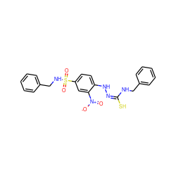 O=[N+]([O-])c1cc(S(=O)(=O)NCc2ccccc2)ccc1N/N=C(/S)NCc1ccccc1 ZINC000013805542