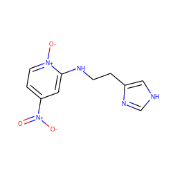 O=[N+]([O-])c1cc[n+]([O-])c(NCCc2c[nH]cn2)c1 ZINC000013743055