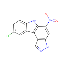 O=[N+]([O-])c1cc2[nH]ncc2c2c1[nH]c1ccc(Cl)cc12 ZINC000096272477