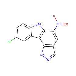 O=[N+]([O-])c1cc2cn[nH]c2c2c1[nH]c1ccc(Cl)cc12 ZINC000096272484