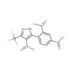 O=[N+]([O-])c1ccc(-c2[nH]nc(C(F)(F)F)c2[N+](=O)[O-])c([N+](=O)[O-])c1 ZINC000014177134