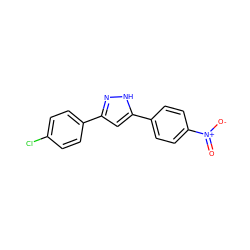 O=[N+]([O-])c1ccc(-c2cc(-c3ccc(Cl)cc3)n[nH]2)cc1 ZINC000005491238