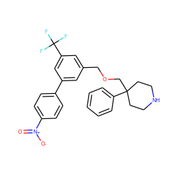 O=[N+]([O-])c1ccc(-c2cc(COCC3(c4ccccc4)CCNCC3)cc(C(F)(F)F)c2)cc1 ZINC000043174853