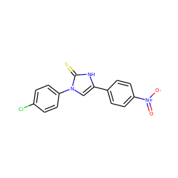 O=[N+]([O-])c1ccc(-c2cn(-c3ccc(Cl)cc3)c(=S)[nH]2)cc1 ZINC000008682929