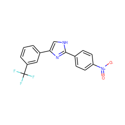 O=[N+]([O-])c1ccc(-c2nc(-c3cccc(C(F)(F)F)c3)c[nH]2)cc1 ZINC000040877818