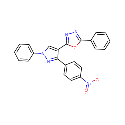 O=[N+]([O-])c1ccc(-c2nn(-c3ccccc3)cc2-c2nnc(-c3ccccc3)o2)cc1 ZINC000064527745