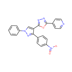 O=[N+]([O-])c1ccc(-c2nn(-c3ccccc3)cc2-c2nnc(-c3ccncc3)o2)cc1 ZINC000169333980