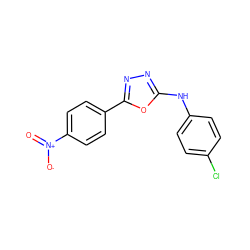 O=[N+]([O-])c1ccc(-c2nnc(Nc3ccc(Cl)cc3)o2)cc1 ZINC000066058832