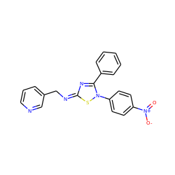 O=[N+]([O-])c1ccc(-n2s/c(=N/Cc3cccnc3)nc2-c2ccccc2)cc1 ZINC000101506414