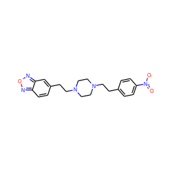 O=[N+]([O-])c1ccc(CCN2CCN(CCc3ccc4nonc4c3)CC2)cc1 ZINC000095560810