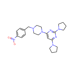 O=[N+]([O-])c1ccc(CN2CCN(c3cc(N4CCCC4)nc(N4CCCC4)n3)CC2)cc1 ZINC001772582414