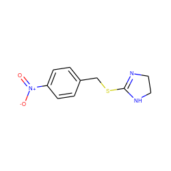 O=[N+]([O-])c1ccc(CSC2=NCCN2)cc1 ZINC000002825734