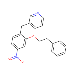 O=[N+]([O-])c1ccc(Cc2cccnc2)c(OCCc2ccccc2)c1 ZINC000299855502