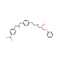 O=[N+]([O-])c1ccc(NC(=S)Nc2ccc(CCNC[C@H](O)COc3ccccc3)cc2)cc1 ZINC000043078868