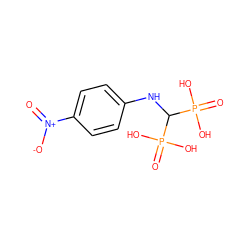 O=[N+]([O-])c1ccc(NC(P(=O)(O)O)P(=O)(O)O)cc1 ZINC000096286212