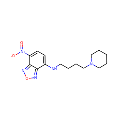 O=[N+]([O-])c1ccc(NCCCCN2CCCCC2)c2nonc12 ZINC000036188005