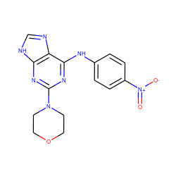 O=[N+]([O-])c1ccc(Nc2nc(N3CCOCC3)nc3[nH]cnc23)cc1 ZINC000053313930