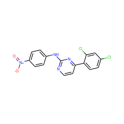 O=[N+]([O-])c1ccc(Nc2nccc(-c3ccc(Cl)cc3Cl)n2)cc1 ZINC000103300937