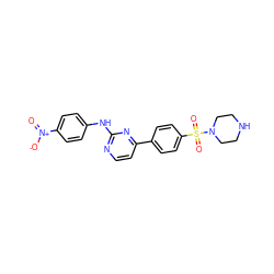 O=[N+]([O-])c1ccc(Nc2nccc(-c3ccc(S(=O)(=O)N4CCNCC4)cc3)n2)cc1 ZINC000013588916