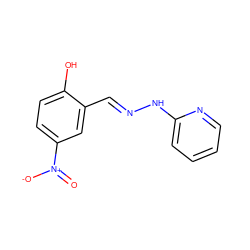 O=[N+]([O-])c1ccc(O)c(/C=N/Nc2ccccn2)c1 ZINC000036047042