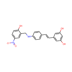 O=[N+]([O-])c1ccc(O)c(CNc2ccc(/C=C/c3cc(O)cc(O)c3)cc2)c1 ZINC000096926962