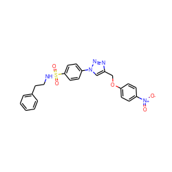 O=[N+]([O-])c1ccc(OCc2cn(-c3ccc(S(=O)(=O)NCCc4ccccc4)cc3)nn2)cc1 ZINC000096933875