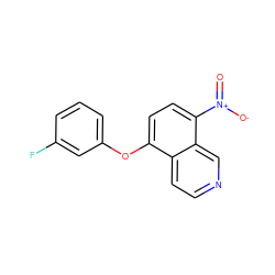 O=[N+]([O-])c1ccc(Oc2cccc(F)c2)c2ccncc12 ZINC000003444206