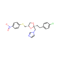 O=[N+]([O-])c1ccc(SC[C@@H]2CO[C@@](CCc3ccc(Cl)cc3)(Cn3ccnc3)O2)cc1 ZINC000095539715