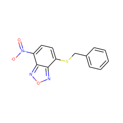 O=[N+]([O-])c1ccc(SCc2ccccc2)c2nonc12 ZINC000001757975