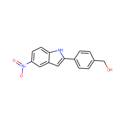 O=[N+]([O-])c1ccc2[nH]c(-c3ccc(CO)cc3)cc2c1 ZINC000040896973