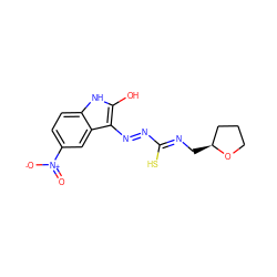 O=[N+]([O-])c1ccc2[nH]c(O)c(N=N/C(S)=N/C[C@H]3CCCO3)c2c1 ZINC000253947096