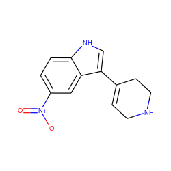 O=[N+]([O-])c1ccc2[nH]cc(C3=CCNCC3)c2c1 ZINC000001854471