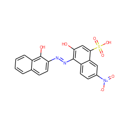 O=[N+]([O-])c1ccc2c(/N=N/c3ccc4ccccc4c3O)c(O)cc(S(=O)(=O)O)c2c1 ZINC000003953823