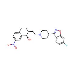 O=[N+]([O-])c1ccc2c(c1)[C@H](O)[C@H](CCN1CCC(c3noc4cc(F)ccc34)CC1)CC2 ZINC000103232395