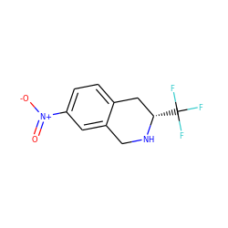 O=[N+]([O-])c1ccc2c(c1)CN[C@@H](C(F)(F)F)C2 ZINC000013686931