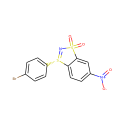 O=[N+]([O-])c1ccc2c(c1)S(=O)(=O)N=[S@]2c1ccc(Br)cc1 ZINC000045385969