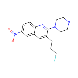 O=[N+]([O-])c1ccc2nc(N3CCNCC3)c(CCCF)cc2c1 ZINC000003819480