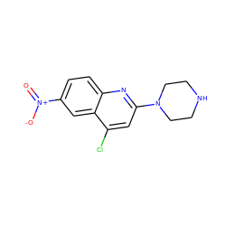 O=[N+]([O-])c1ccc2nc(N3CCNCC3)cc(Cl)c2c1 ZINC000013439731