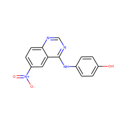 O=[N+]([O-])c1ccc2ncnc(Nc3ccc(O)cc3)c2c1 ZINC000004342278