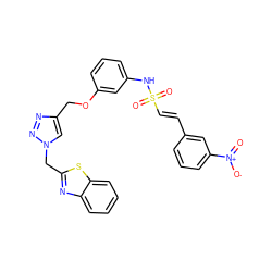 O=[N+]([O-])c1cccc(/C=C/S(=O)(=O)Nc2cccc(OCc3cn(Cc4nc5ccccc5s4)nn3)c2)c1 ZINC000072180626