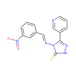 O=[N+]([O-])c1cccc(/C=N/n2c(-c3cccnc3)n[nH]c2=S)c1 ZINC000013110577