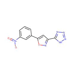 O=[N+]([O-])c1cccc(-c2cc(-c3nnn[nH]3)no2)c1 ZINC000013776365