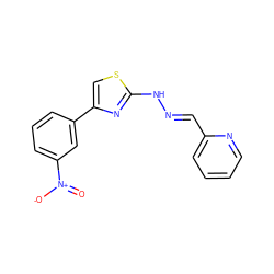 O=[N+]([O-])c1cccc(-c2csc(N/N=C/c3ccccn3)n2)c1 ZINC000009348704