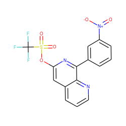 O=[N+]([O-])c1cccc(-c2nc(OS(=O)(=O)C(F)(F)F)cc3cccnc23)c1 ZINC000036268763