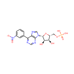 O=[N+]([O-])c1cccc(-c2ncnc3c2ncn3[C@@H]2O[C@H](COP(=O)(O)O)[C@@H](O)[C@H]2O)c1 ZINC000299824893